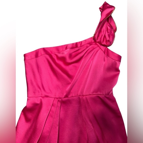 BCBGMaxAzria One Shoulder Barbie Pink Prom Mini Dress New with Rags NWT - Picture 3 of 10